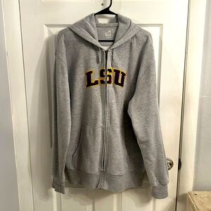 Men’s Zip Hoodie Sweater, LSU Tigers, Nike, Size XL, Gray